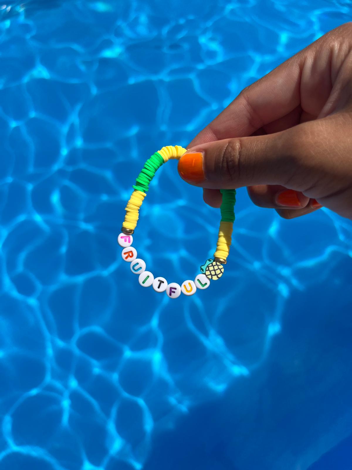 FRUITFUL slogan bracelet in yellow/ green
