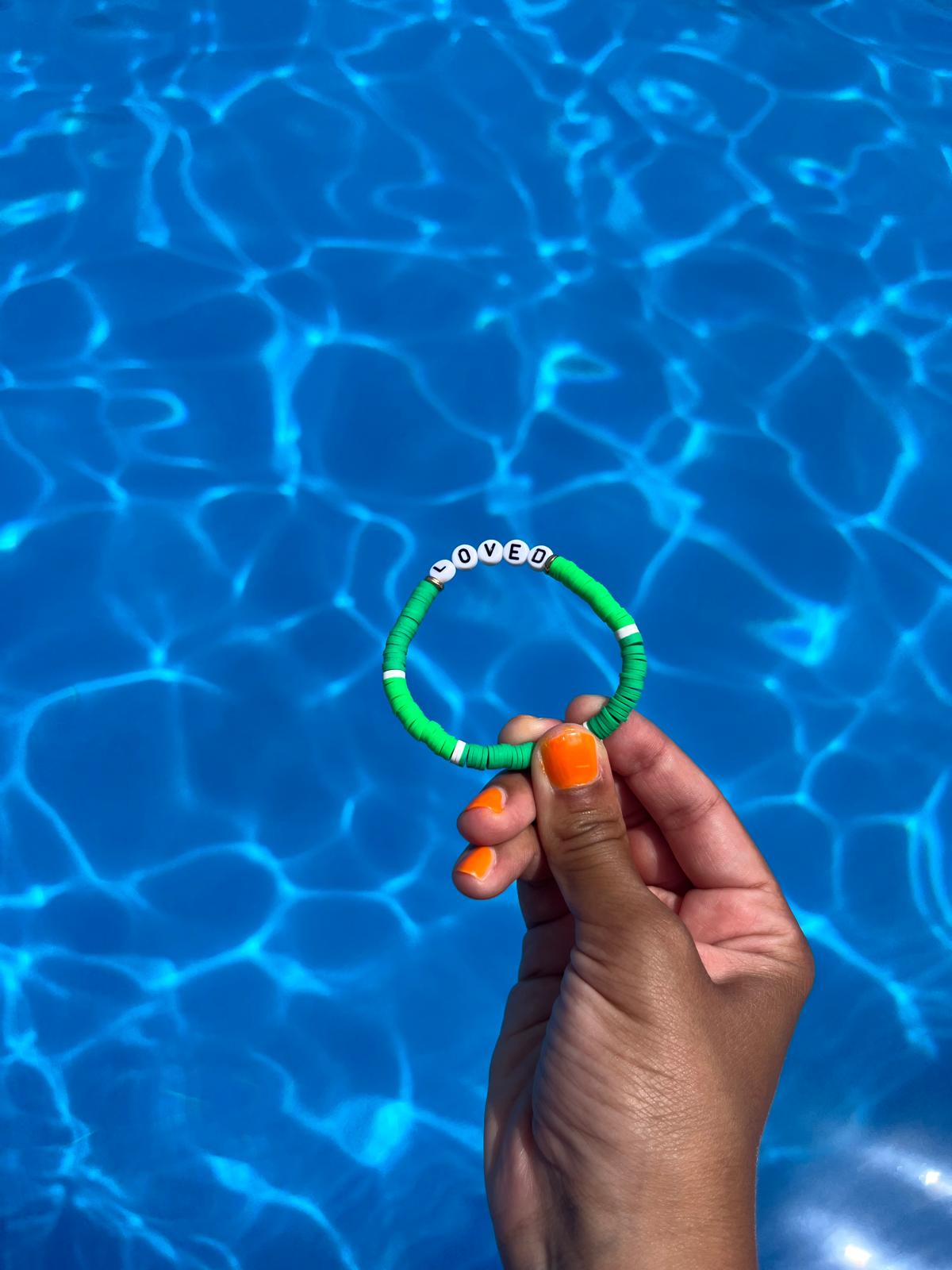 LOVED slogan bracelet in green