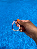 QUEEN slogan bracelet in navy/ light pink